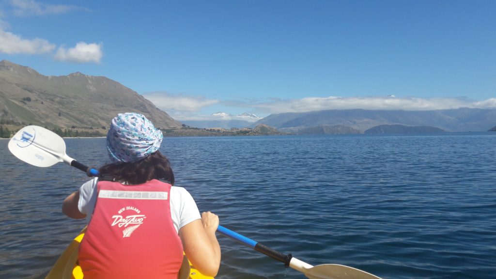 Kayaking Lake Wanaka. 