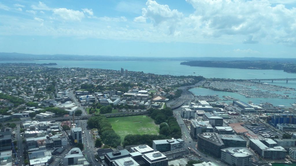 The view of the Auckland city from the Sky Tower