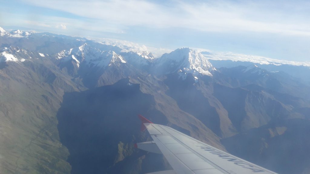 Flying over Andes towards Cusco.