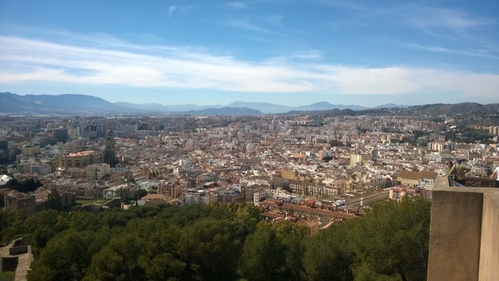 The view from castle Gibralfaro situated above Malaga city. 