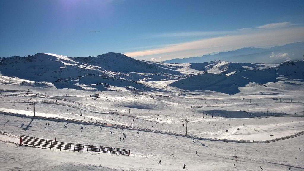 Skiing at the Sierra Nevada. 