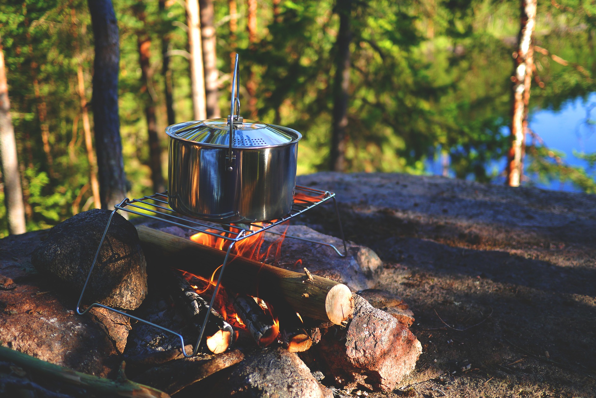 Cooking on a campfire
